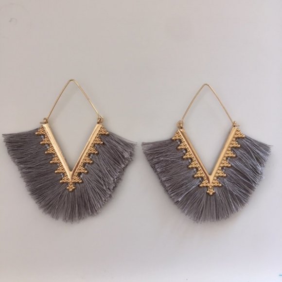Jewelry - SALE! Boho Tassel Earrings - Gray